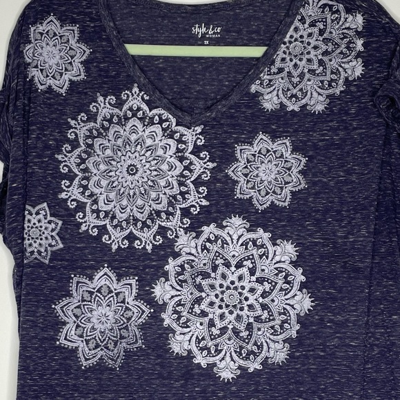 Style & Co. Plus Size Macy’s purple Mandala short sleeve T-Shirt Size 2X - Picture 8 of 9